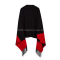 Women's Knitted Stretchable Jacquard Tassel Poncho Cape